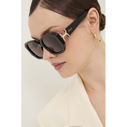 Chloé okulary przeciwsłoneczne damskie kolor czarny CH0236S ze sklepu ANSWEAR.com w kategorii Okulary przeciwsłoneczne damskie - zdjęcie 177726180