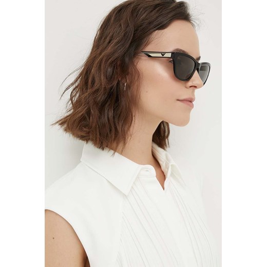 Emporio Armani okulary przeciwsłoneczne damskie kolor czarny ze sklepu ANSWEAR.com w kategorii Okulary przeciwsłoneczne damskie - zdjęcie 177726192