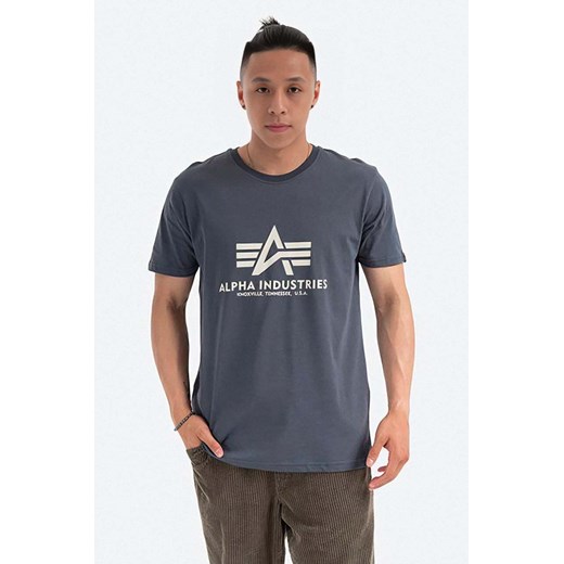 Alpha Industries t-shirt bawełniany kolor szary z nadrukiem 100501.136-GRAFITOWY ze sklepu ANSWEAR.com w kategorii T-shirty męskie - zdjęcie 177727911