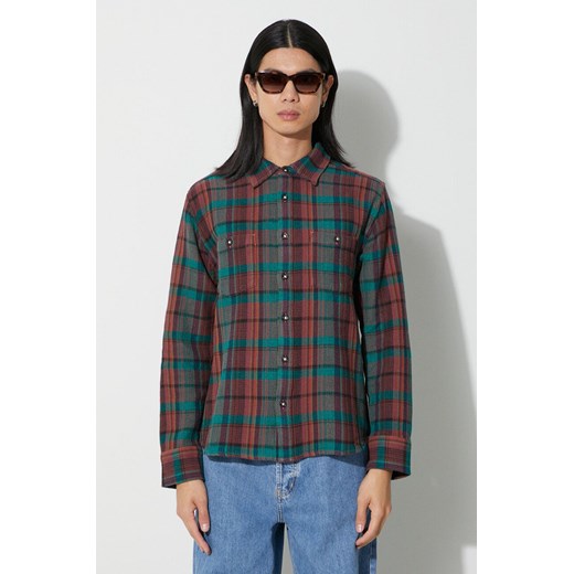 Corridor koszula bawełniana Ruby Waffle Madras LS męska kolor zielony regular z kołnierzykiem klasycznym LS0127 ze sklepu ANSWEAR.com w kategorii Koszule męskie - zdjęcie 177729164