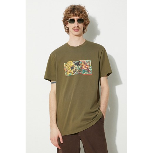 Maharishi t-shirt bawełniany Tiger Vs. Samurai T-Shirt męski kolor zielony z nadrukiem 1079.OLIVE ze sklepu ANSWEAR.com w kategorii T-shirty męskie - zdjęcie 177730063