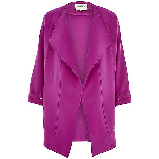 Purple crepe relaxed fit draped jacket river-island rozowy 