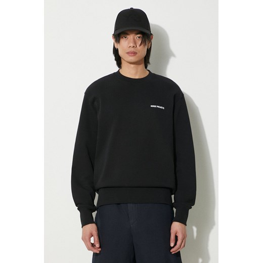 Norse Projects bluza bawełniana Arne Relaxed Organic Logo męska kolor czarny z nadrukiem N20.1302.9999 ze sklepu ANSWEAR.com w kategorii Bluzy męskie - zdjęcie 177749511