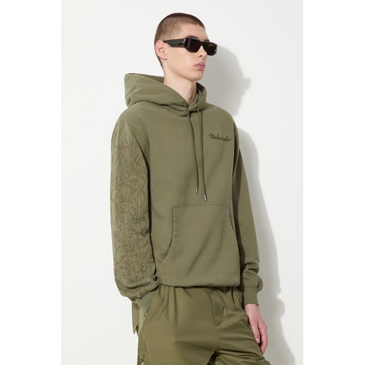 Maharishi bluza bawełniana Dragon Bamboo Hooded Sweat męska kolor zielony z kapturem z aplikacją 5075.OLIVE ze sklepu ANSWEAR.com w kategorii Bluzy męskie - zdjęcie 177749534