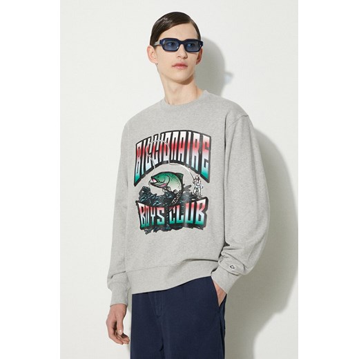 Billionaire Boys Club bluza bawełniana Big Catch Crewneck męska kolor szary z nadrukiem B24230 ze sklepu ANSWEAR.com w kategorii Bluzy męskie - zdjęcie 177749553