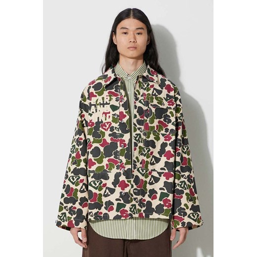 Billionaire Boys Club koszula bawełniana Duck Camo męska kolor zielony regular z kołnierzykiem klasycznym B23423 ze sklepu ANSWEAR.com w kategorii Koszule męskie - zdjęcie 177749614