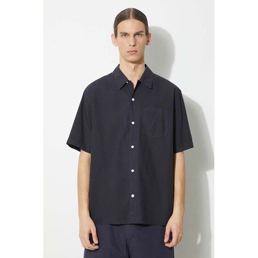 Norse Projects koszula Carsten Cotton Tencel męska kolor granatowy regular z kołnierzykiem klasycznym N40.0579.7004 ze sklepu ANSWEAR.com w kategorii Koszule męskie - zdjęcie 177749641