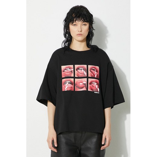Fiorucci t-shirt bawełniany Mouth Print Padded T-Shirt damski kolor czarny M01FPTSH105CJ01BK01 ze sklepu ANSWEAR.com w kategorii Bluzki damskie - zdjęcie 177750660