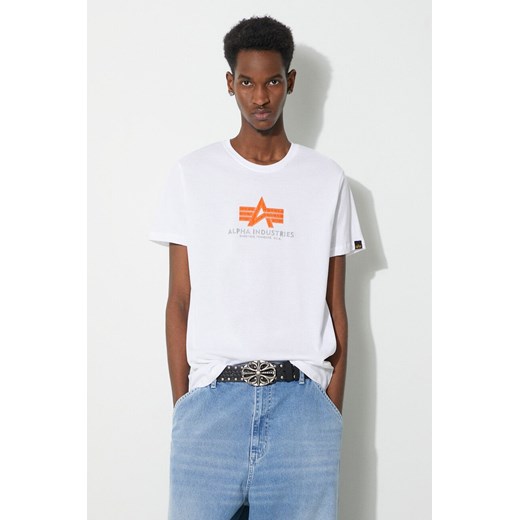 Alpha Industries t-shirt bawełniany Basic Rubber męski kolor biały z aplikacją 100501RB ze sklepu ANSWEAR.com w kategorii T-shirty męskie - zdjęcie 177750884