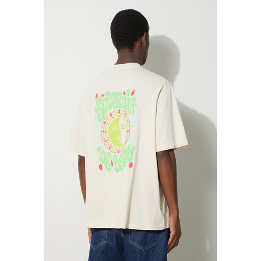 Marcelo Burlon t-shirt bawełniany Solsticio Over męski kolor beżowy z nadrukiem CMAA054S24JER0070C50 ze sklepu ANSWEAR.com w kategorii T-shirty męskie - zdjęcie 177750944