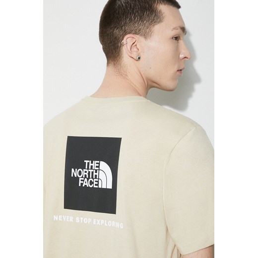 The North Face t-shirt bawełniany M S/S Redbox Tee męski kolor beżowy z nadrukiem NF0A87NP3X41 ze sklepu ANSWEAR.com w kategorii T-shirty męskie - zdjęcie 177750961