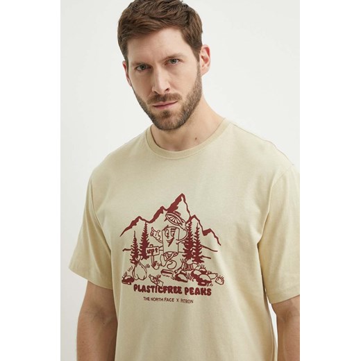 The North Face t-shirt męski kolor beżowy z nadrukiem NF0A87DX3X41 ze sklepu ANSWEAR.com w kategorii T-shirty męskie - zdjęcie 177750982