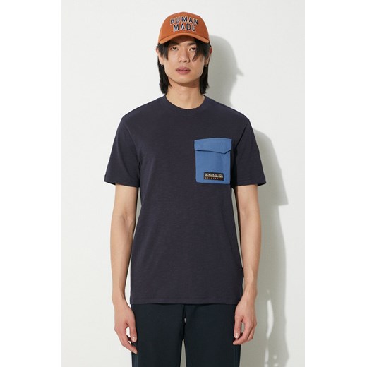 Napapijri t-shirt bawełniany S-Tepees męski kolor granatowy z aplikacją NP0A4HQJ1761 ze sklepu ANSWEAR.com w kategorii T-shirty męskie - zdjęcie 177750991