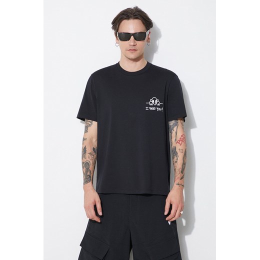 Neil Barrett t-shirt bawełniany Slim &quot;I See You&quot; męski kolor czarny z nadrukiem MY70261A-Y529-524N ze sklepu ANSWEAR.com w kategorii T-shirty męskie - zdjęcie 177751043