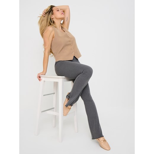 Sinsay - Spodnie flare high waist w prążek - szary Sinsay XS Sinsay