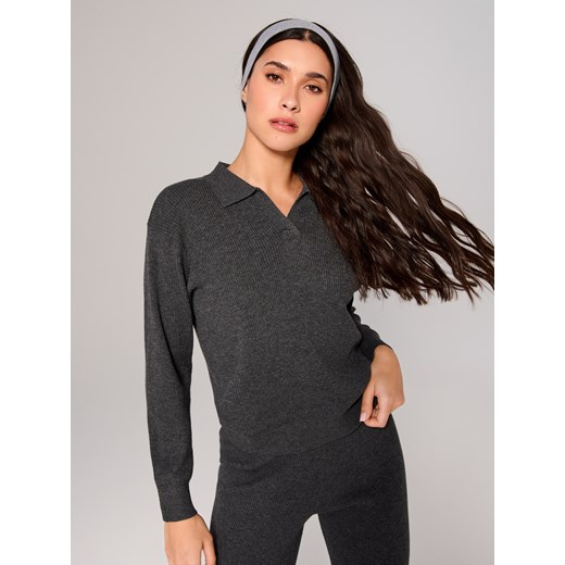 Sinsay - Sweter z prążkowanej dzianiny - szary Sinsay L Sinsay