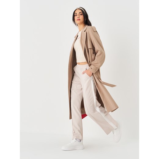 Sinsay - Spodnie wide leg z lampasem - kremowy Sinsay XS Sinsay