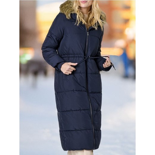 Sinsay - Płaszcz z kapturem - granatowy ze sklepu Sinsay w kategorii Płaszcze damskie - zdjęcie 177787232