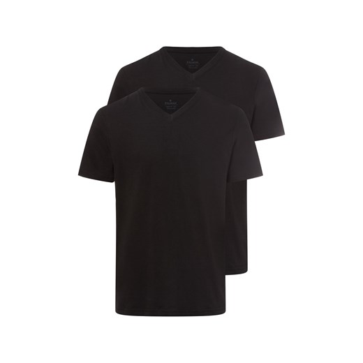 Ragman Męska koszulka z podwójnym zapięciem Mężczyźni Bawełna czarny jednolity ze sklepu vangraaf w kategorii T-shirty męskie - zdjęcie 177787793