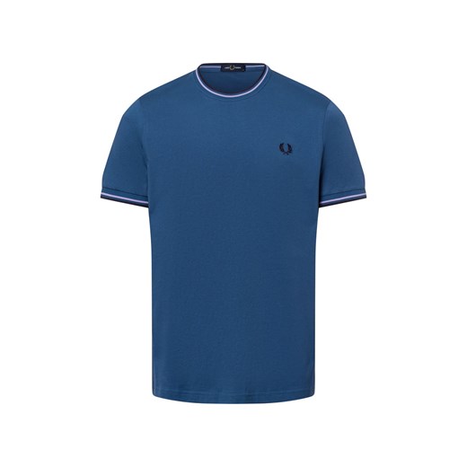 Fred Perry T-shirt męski Mężczyźni Bawełna niebieski jednolity ze sklepu vangraaf w kategorii T-shirty męskie - zdjęcie 177787803