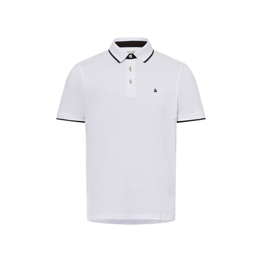 Jack & Jones Męska koszulka polo Mężczyźni Bawełna biały jednolity ze sklepu vangraaf w kategorii T-shirty męskie - zdjęcie 177787821