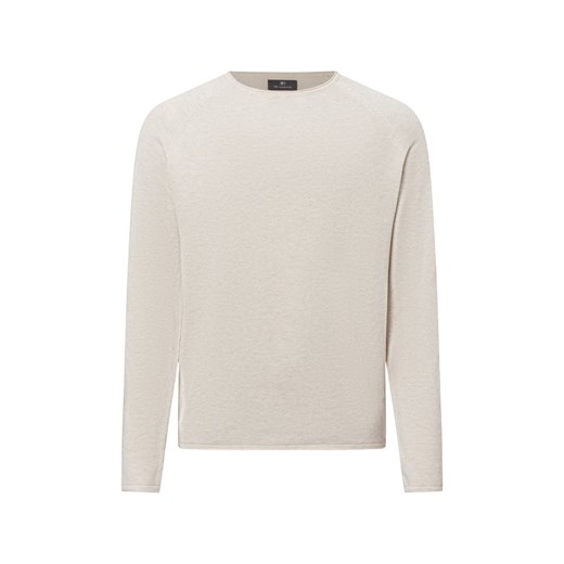 Nils Sundström Sweter męski Mężczyźni Bawełna écru jednolity ze sklepu vangraaf w kategorii Swetry męskie - zdjęcie 177787961