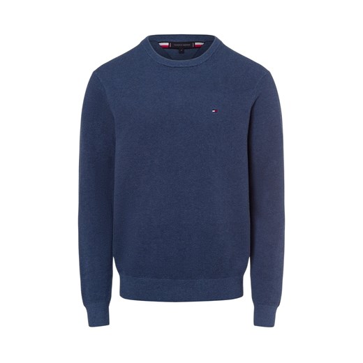 Tommy Hilfiger Męski sweter Mężczyźni Bawełna niebieski jednolity ze sklepu vangraaf w kategorii Swetry męskie - zdjęcie 177788263
