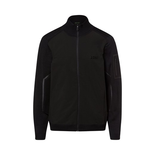 BOSS Green Bluza męska - Zhino Mężczyźni Bawełna czarny jednolity ze sklepu vangraaf w kategorii Bluzy męskie - zdjęcie 177788320