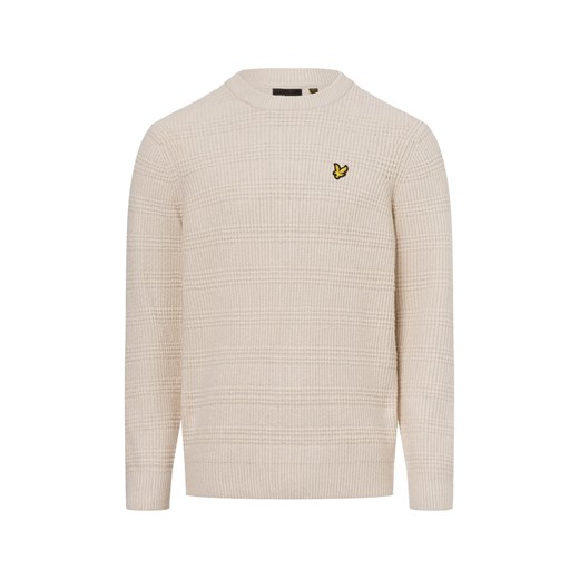 Lyle & Scott Męski sweter z dzianiny Mężczyźni Bawełna beżowy jednolity ze sklepu vangraaf w kategorii Swetry męskie - zdjęcie 177788354