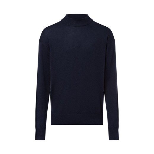 Scotch & Soda Męski sweter z dzianiny Mężczyźni Sztuczne włókno granatowy jednolity ze sklepu vangraaf w kategorii Swetry męskie - zdjęcie 177788372