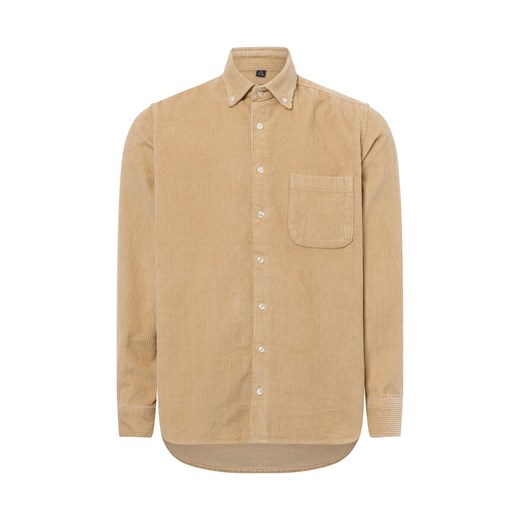 Andrew James Męska koszula sztruksowa Mężczyźni Regular Fit Bawełna beżowy jednolity ze sklepu vangraaf w kategorii Koszule męskie - zdjęcie 177788392