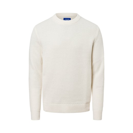 Jack & Jones Męski sweter z dzianiny - Joreaton Mężczyźni Bawełna écru wypukły wzór tkaniny ze sklepu vangraaf w kategorii Swetry męskie - zdjęcie 177788481
