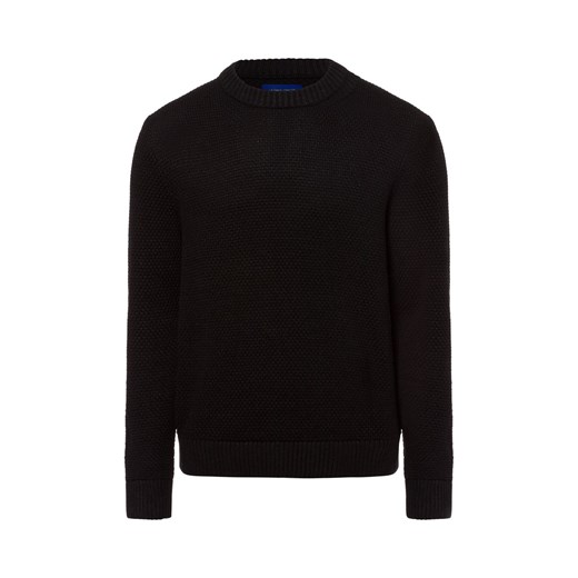 Jack & Jones Męski sweter z dzianiny - Joreaton Mężczyźni Bawełna czarny wypukły wzór tkaniny ze sklepu vangraaf w kategorii Swetry męskie - zdjęcie 177788483
