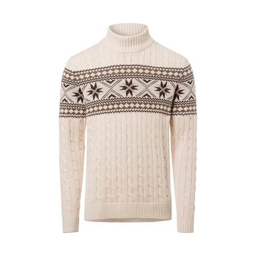 Selected Męski sweter z dzianiny - SLH Flake Mężczyźni Bawełna biały wzorzysty ze sklepu vangraaf w kategorii Swetry męskie - zdjęcie 177788501