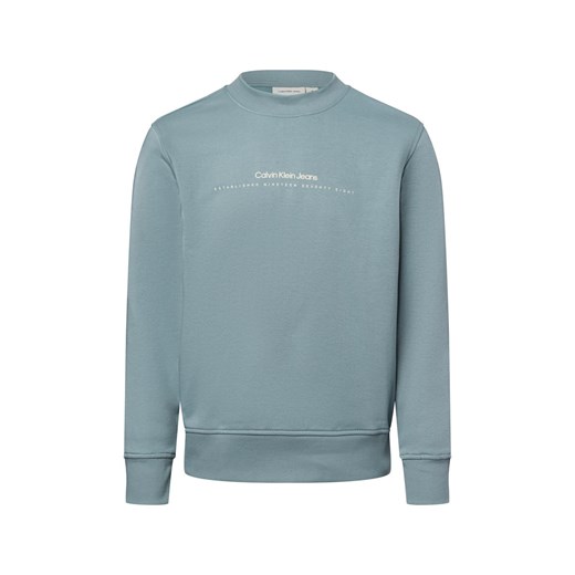 Calvin Klein Jeans Bluza męska Mężczyźni Bawełna niebieski jednolity ze sklepu vangraaf w kategorii Bluzy męskie - zdjęcie 177788681