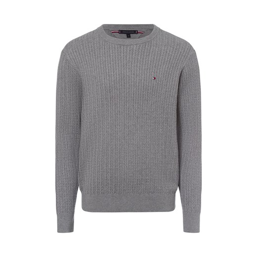 Tommy Hilfiger Męski sweter z dzianiny Mężczyźni Bawełna jasny szary wypukły wzór tkaniny ze sklepu vangraaf w kategorii Swetry męskie - zdjęcie 177788721