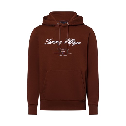 Tommy Hilfiger Męski sweter z kapturem Mężczyźni Bawełna nugatowy jednolity ze sklepu vangraaf w kategorii Bluzy męskie - zdjęcie 177788743