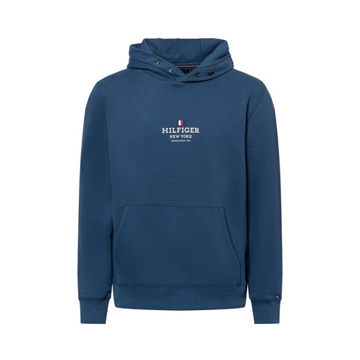 Tommy Hilfiger Męski sweter z kapturem Mężczyźni niebieski jednolity ze sklepu vangraaf w kategorii Bluzy męskie - zdjęcie 177788751
