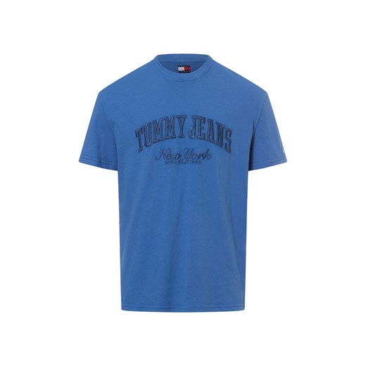 Tommy Jeans Koszulka męska - Vintage Varsity Mężczyźni Bawełna niebieski jednolity ze sklepu vangraaf w kategorii T-shirty męskie - zdjęcie 177788803