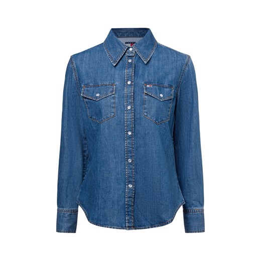 Tommy Jeans Damska bluzka dżinsowa Kobiety Bawełna medium stone jednolity ze sklepu vangraaf w kategorii Koszule damskie - zdjęcie 177788810
