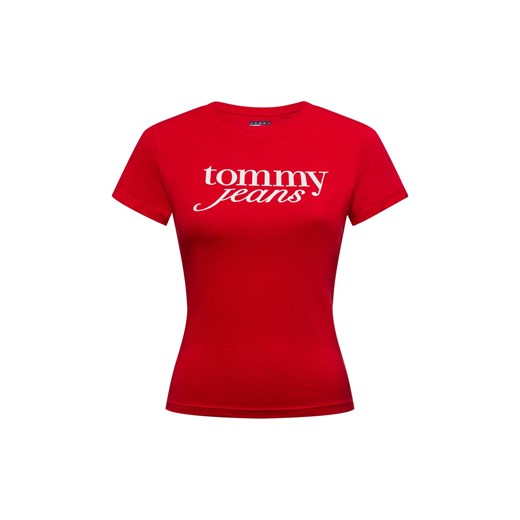Tommy Jeans Koszulka damska Kobiety Bawełna czerwony jednolity ze sklepu vangraaf w kategorii Bluzki damskie - zdjęcie 177788824