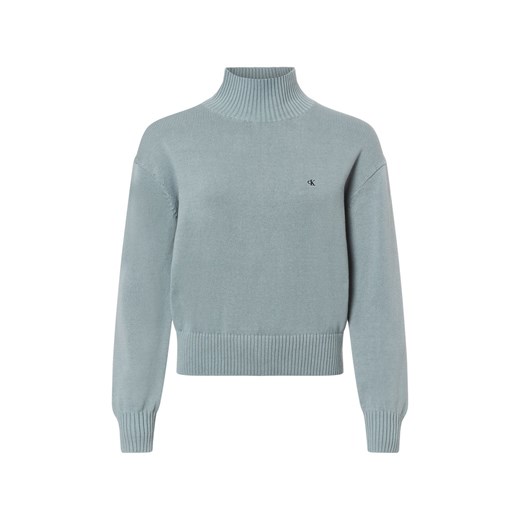 Calvin Klein Jeans Sweter damski z dzianiny Kobiety Bawełna bielony jednolity ze sklepu vangraaf w kategorii Swetry damskie - zdjęcie 177788851