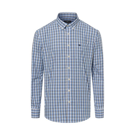 Fynch-Hatton Męska koszula casual Mężczyźni Regular Fit Bawełna niebieski w kratkę ze sklepu vangraaf w kategorii Koszule męskie - zdjęcie 177788893