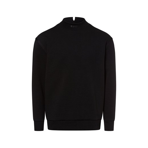 BOSS Green Bluza męska - Silas Mężczyźni Bawełna czarny jednolity ze sklepu vangraaf w kategorii Bluzy męskie - zdjęcie 177788970