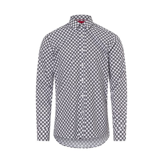 HUGO Męska koszula biznesowa - Elisha Mężczyźni Super Slim Fit Bawełna biały wzorzysty ze sklepu vangraaf w kategorii Koszule męskie - zdjęcie 177788992