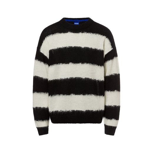 HUGO BLUE Męski sweter z dzianiny - Somi Mężczyźni czarny w paski ze sklepu vangraaf w kategorii Swetry męskie - zdjęcie 177789012