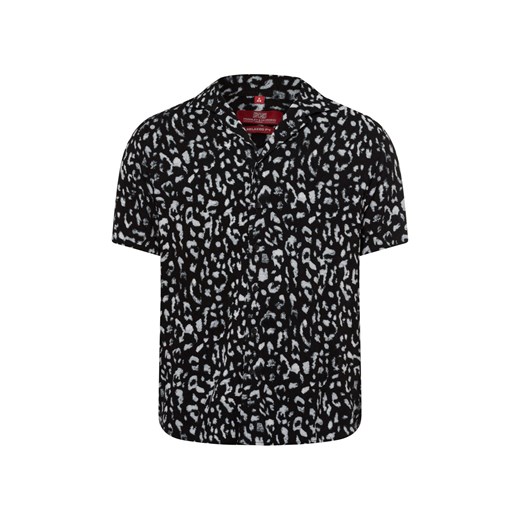 Finshley & Harding London Męska koszula casual Mężczyźni Comfort Fit wiskoza czarny wzorzysty ze sklepu vangraaf w kategorii Koszule męskie - zdjęcie 177789094