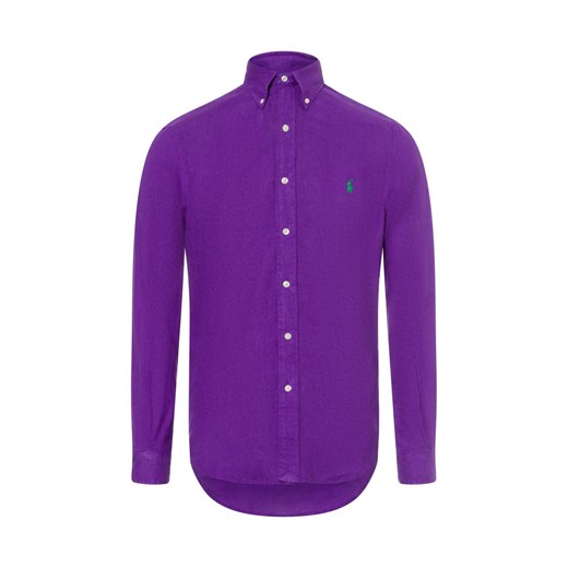 Polo Ralph Lauren Męska koszula casual Mężczyźni Comfort Fit len lila jednolity ze sklepu vangraaf w kategorii Koszule męskie - zdjęcie 177789304