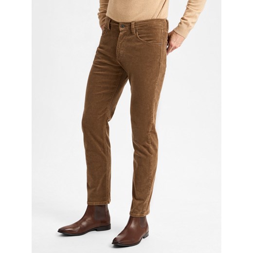 Andrew James Męskie spodnie sztruksowe - Aiden Mężczyźni Bawełna brązowy jednolity ze sklepu vangraaf w kategorii Spodnie męskie - zdjęcie 177789830