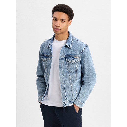 Calvin Klein Jeans Męska kurtka dżinsowa Mężczyźni Bawełna bielony jednolity ze sklepu vangraaf w kategorii Kurtki męskie - zdjęcie 177790191